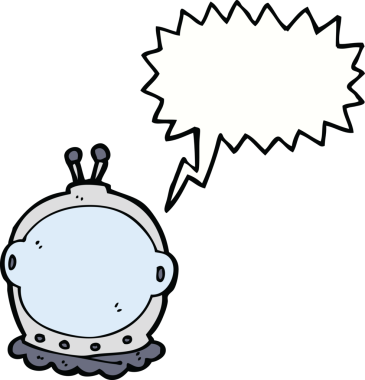 Bir insan tarafından çizilmiş konuşma balonu olan astronot miğferi.