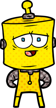 Bir insan tarafından çizilmiş çizgi film robotu