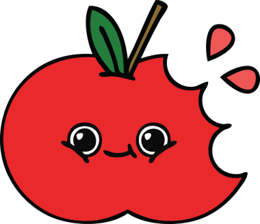 Bir insan tarafından çizilmiş şirin bir elma karikatürü.