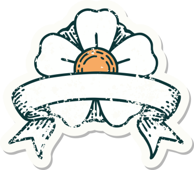 Bir insan tarafından çizilmiş çiçeğin bayrağını taşıyan eski bir etiket.