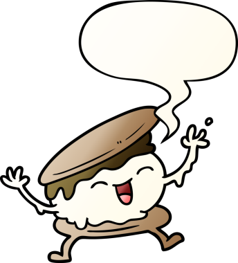 Bir insan tarafından çizilmiş yumuşak eğimli konuşma baloncuklu smore çizgi filmi