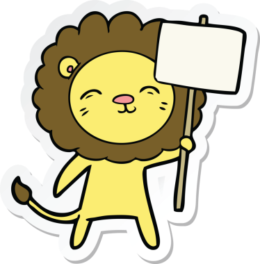 Bir insan tarafından çizilmiş protestolu aslan çıkartması.