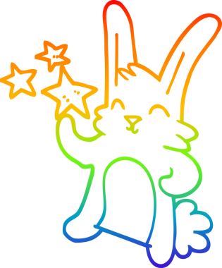 Gökkuşağı gradyan çizgi çizimi Bir insan tarafından çizilmiş mutlu tavşan