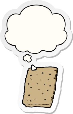 İnsan tarafından çizilmiş bir çıkartma olarak düşünce baloncuklu çizgi film gözlemesi.