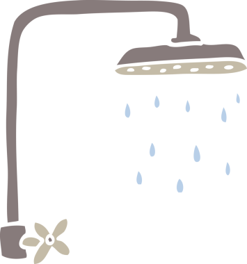 Bir insan tarafından çizilmiş düz renk karikatür duş başlığı