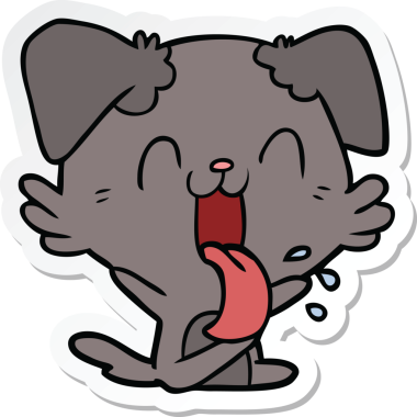 Bir insan tarafından çizilmiş nefes nefese kalmış bir köpeğin çıkartması.