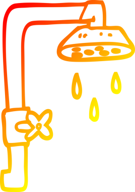 Bir insan tarafından çizilmiş çizgi film duş başlığının sıcak çizgi çizimi