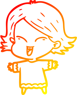 Bir insan tarafından çizilmiş mutlu bir çizgi film kızı çizimi