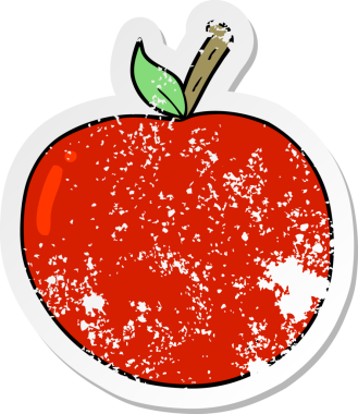 Bir insan tarafından çizilmiş karikatür elmasının sıkıntılı çıkartması.