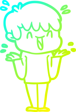 Bir insan tarafından çizilmiş gülen bir çizgi film karakteri çizimi.