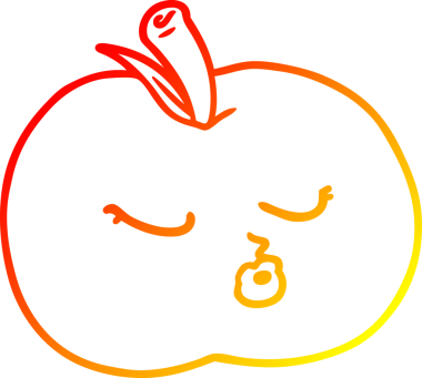 Bir insan tarafından çizilen elma çizgi romanının sıcak gradyan çizimi