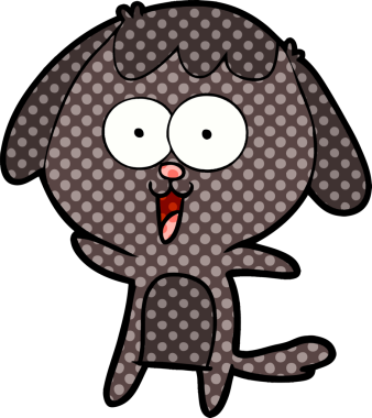 Bir insan tarafından çizilmiş şirin bir çizgi film köpeği.