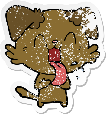 Bir insan tarafından çizilmiş, nefes nefese kalmış bir köpeğin sıkıntılı çıkartması.