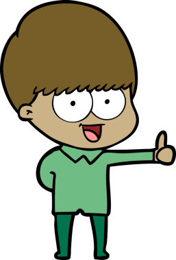 Bir insan tarafından çizilmiş mutlu çizgi film çocuğu.