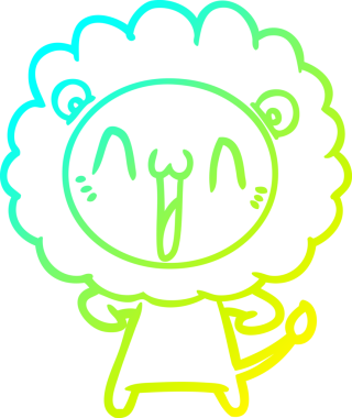 Bir insan tarafından çizilmiş mutlu çizgi film aslanı çizimi.