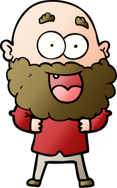 Bir insan tarafından çizilmiş sakallı çılgın, mutlu bir adam.