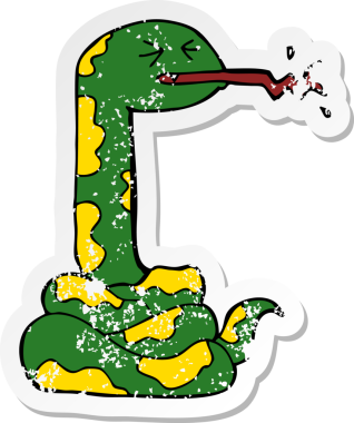 Bir insan tarafından çizilmiş tıslayan yılanın kederli çıkartması.