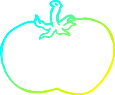 Bir insan tarafından çizilmiş bir domatesin soğuk çizgi çizimi