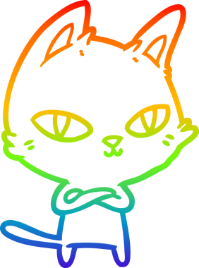 Gökkuşağı gradyan çizgi çizimi Bir insan tarafından çizilen çizgi film kedisi