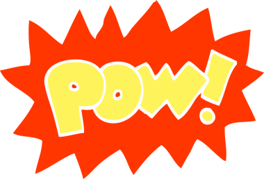 bir insan tarafından çizilmiş düz renk çizim pow sembolü