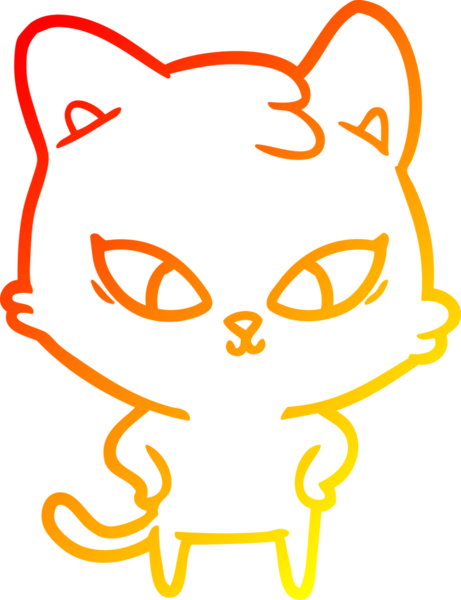 Bir insan tarafından çizilmiş sevimli bir çizgi film kedisinin sıcak çizgi çizgisi.