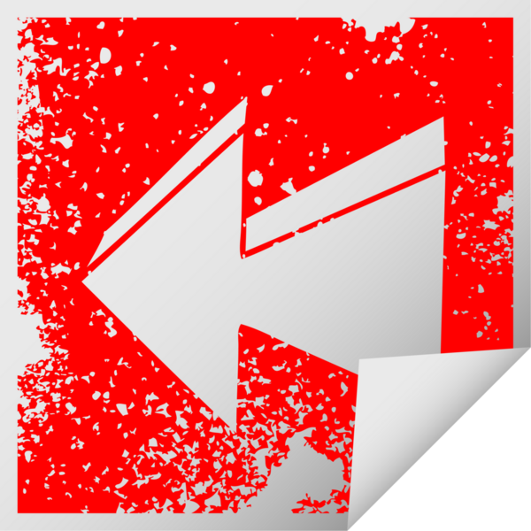 Bir insan tarafından çizilmiş sıkıntılı kare soyma etiketi ilginç sembol oku