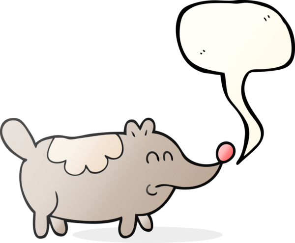 Bir insan tarafından çizilmiş serbest konuşma balonu karikatürü küçük şişman köpek