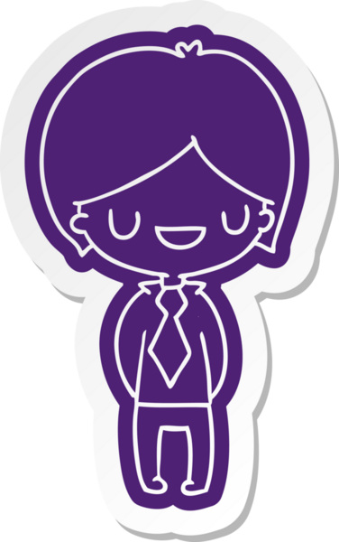 Bir kawaii 'nin insan tarafından çizilmiş şirin bir çocuk çıkartması.