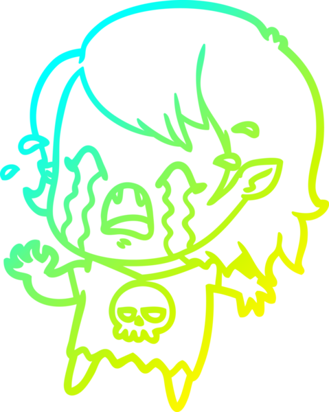 Bir insan tarafından çizilmiş ağlayan vampir kız çizgi filmi.