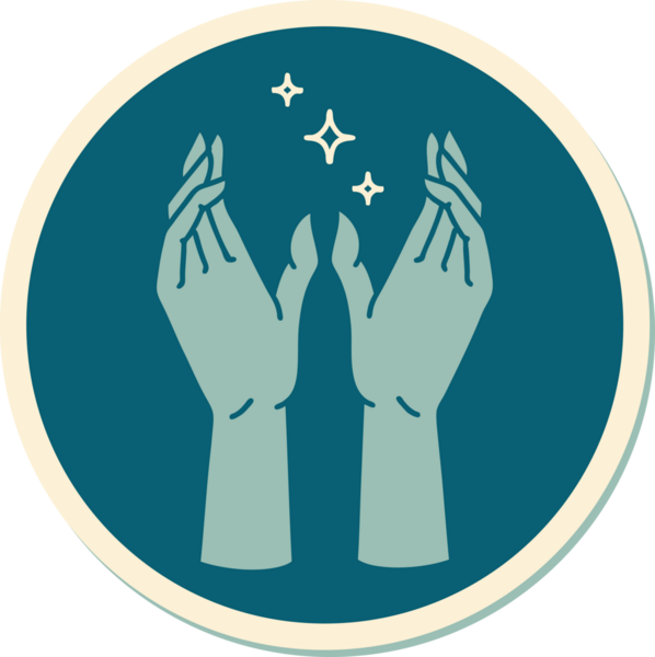 Bir insan tarafından çizilmiş geleneksel mistik eller stili dövme çıkartması.