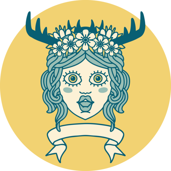 Retro Dövme Tarzı İnsan Druid karakteri Bir insan tarafından çizilmiş pankartıyla