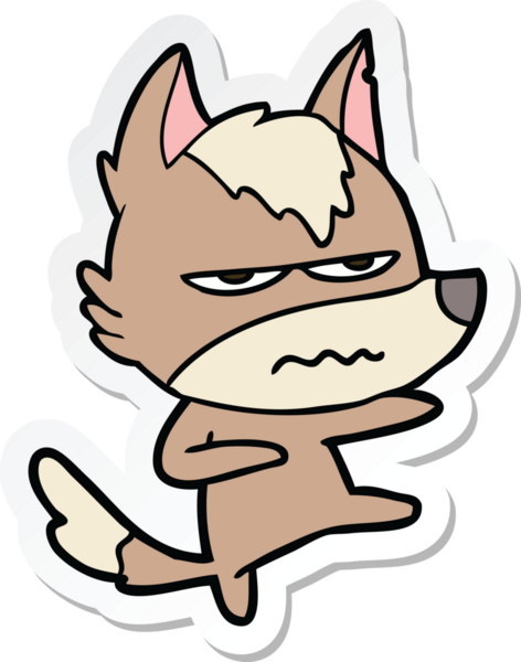 Bir insan tarafından çizilmiş kızgın bir kurdun çıkartması.