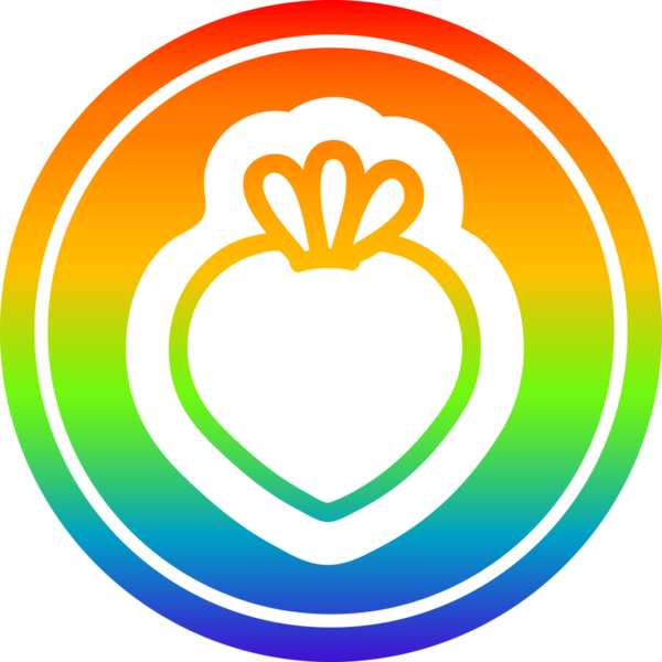 Taze meyve dairesel ikonu gökkuşağı gradyan bir insan tarafından çizilmiş