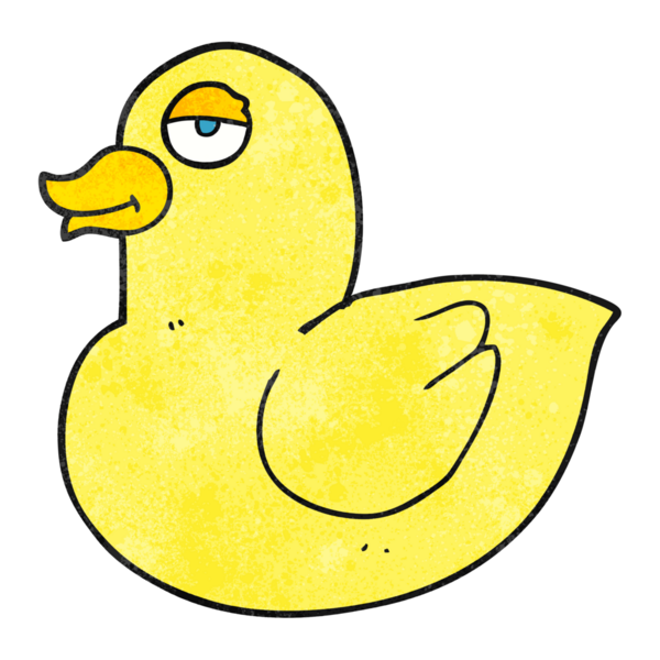 Bir insan tarafından çizilmiş el yapımı çizgi film ördeği.