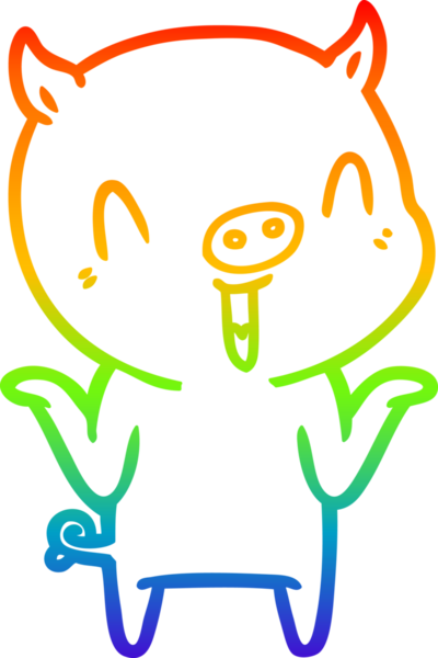 gökkuşağı gradyan çizimi mutlu çizgi domuz çizimi bir insan tarafından çizilmiş