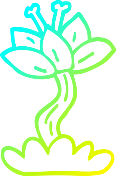 Bir insan tarafından çizilen kırmızı zambak çizgi filminin soğuk gradyanı.