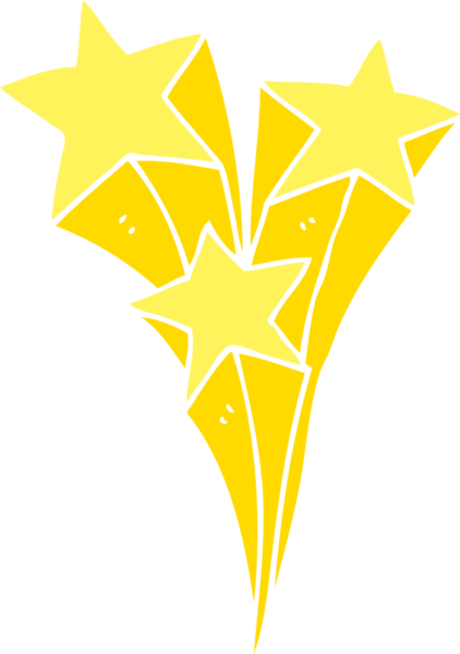 Bir insan tarafından çizilmiş düz renkli çizgi film yıldızları