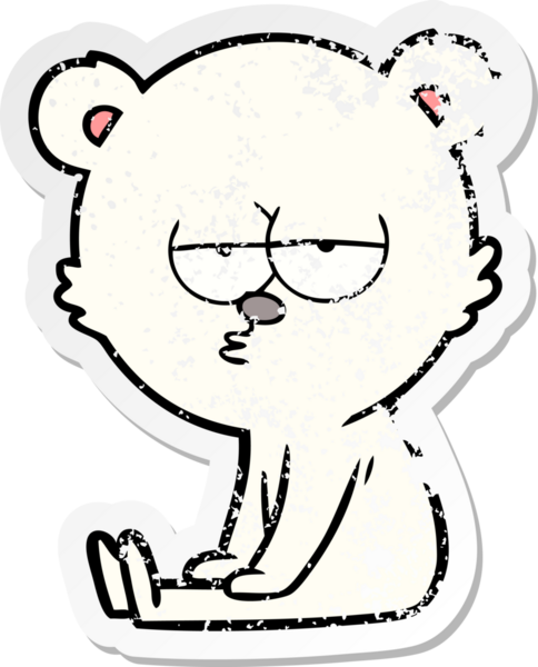 Sıkılmış bir kutup ayısı karikatürü insan tarafından çizilmiş.