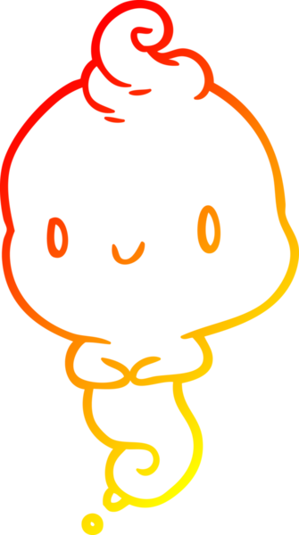 Bir insan tarafından çizilmiş sevimli bir çizgi film hayaletinin sıcak çizgi çizimi.