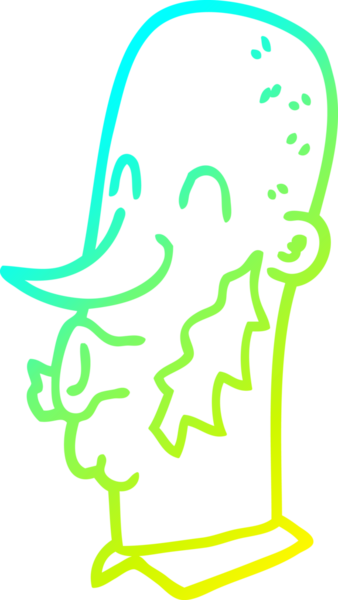 Bir insan tarafından çizilmiş koyun pirzolası sakallı bir çizgi film adamı çizimi.