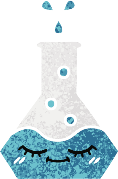 Bir insan tarafından çizilmiş bir deney şişesinin retro çizim tarzı karikatürü.