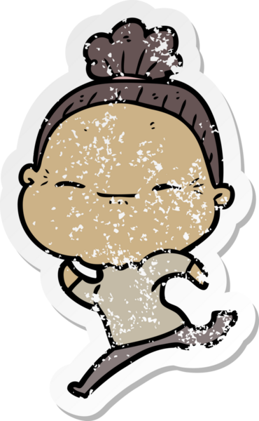 Bir insan tarafından çizilmiş barışçıl yaşlı bir kadının sıkıntılı çıkartması.