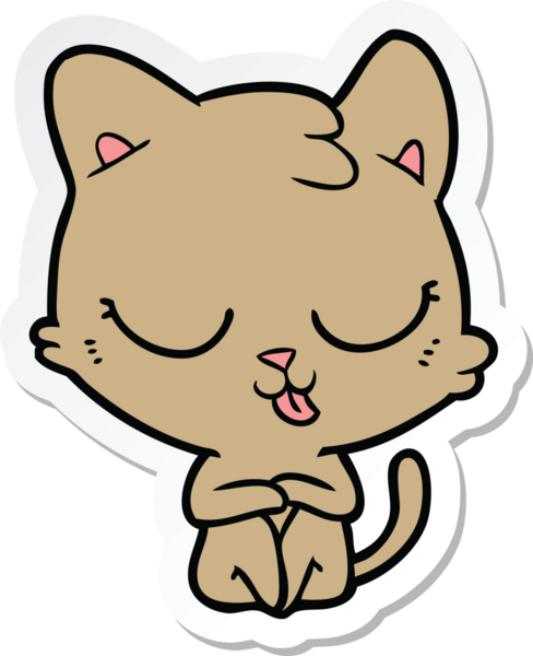 Bir insan tarafından çizilmiş çizgi film kedisinin çıkartması.