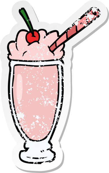 Bir insan tarafından çizilmiş karikatür milkshake 'inin sıkıntılı etiketi.