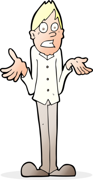 Çizgi filmci bir insan tarafından çizilmiş omuzlarını silkiyor.