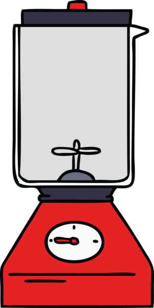 Bir insan tarafından çizilmiş bir yemek karıştırıcısının el çizimi karikatürü.