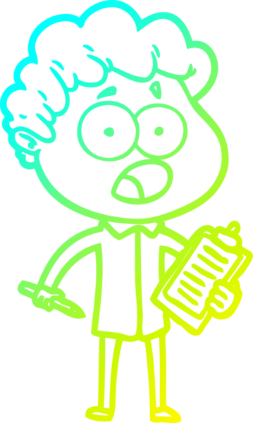 Bir insan tarafından çekilen şaşkınlık içinde soluk soluğa bir çizgi film karakteri çizimi.