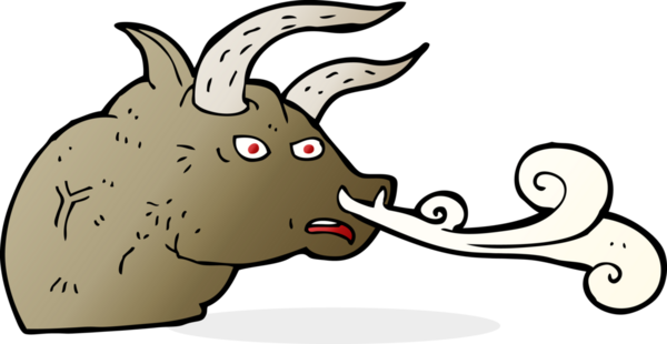 Bir insan tarafından çizilmiş, homurdanan bir boğa kafası.