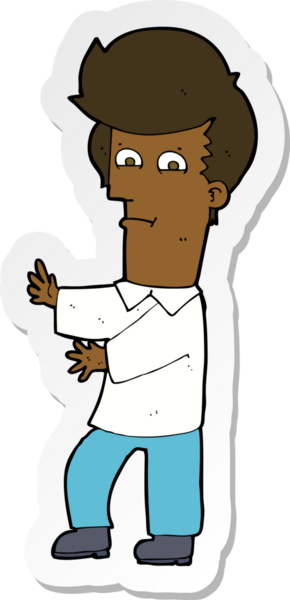 Bir insan tarafından çılgınca çizilmiş bir karikatür adamın çıkartması.