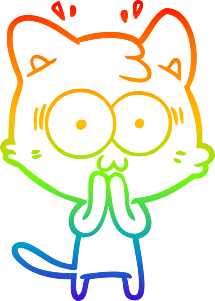 gökkuşağı gradyan çizgi çizimi bir insan tarafından çizilmiş sürpriz bir kedi